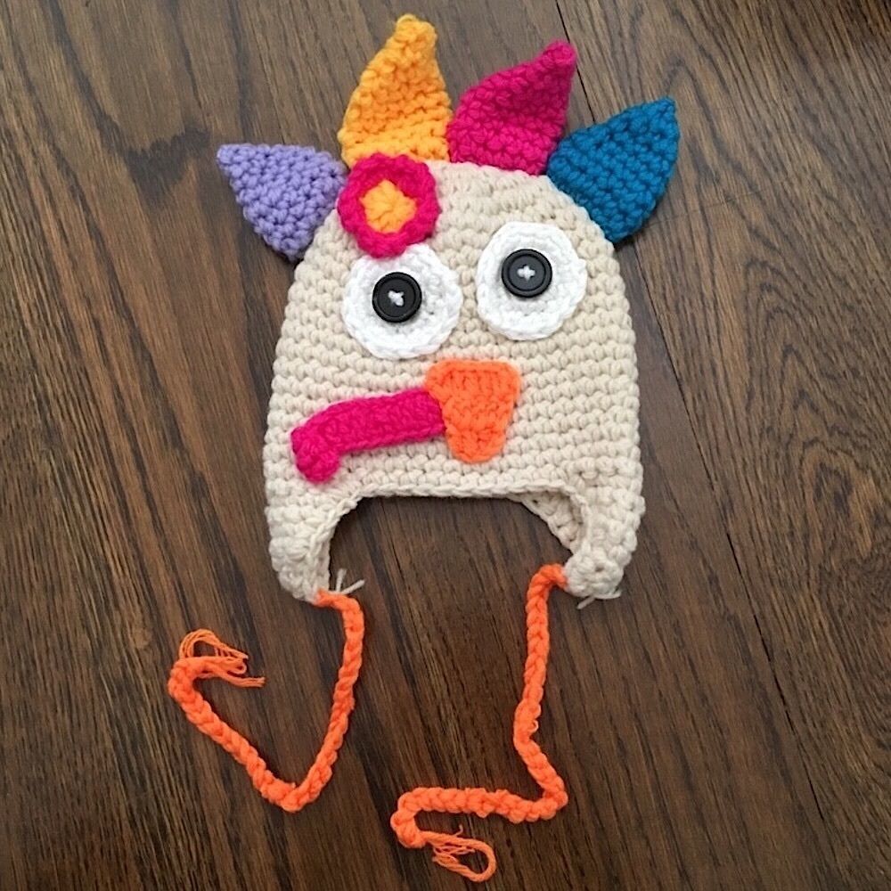 K Knit Crochet Turkey Gobble Thanksgiving Beanie Hat